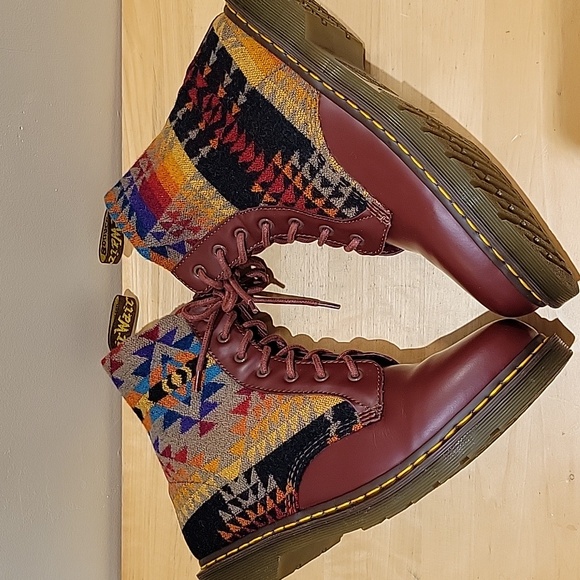 Dr. Martens × Pendleton 1460 Cherry Red Smooth Leather Boots - Picture 7 of 13